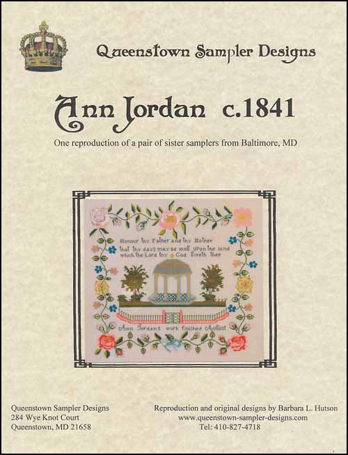 Queenstown Sampler Designs Ann Jordan c.1841